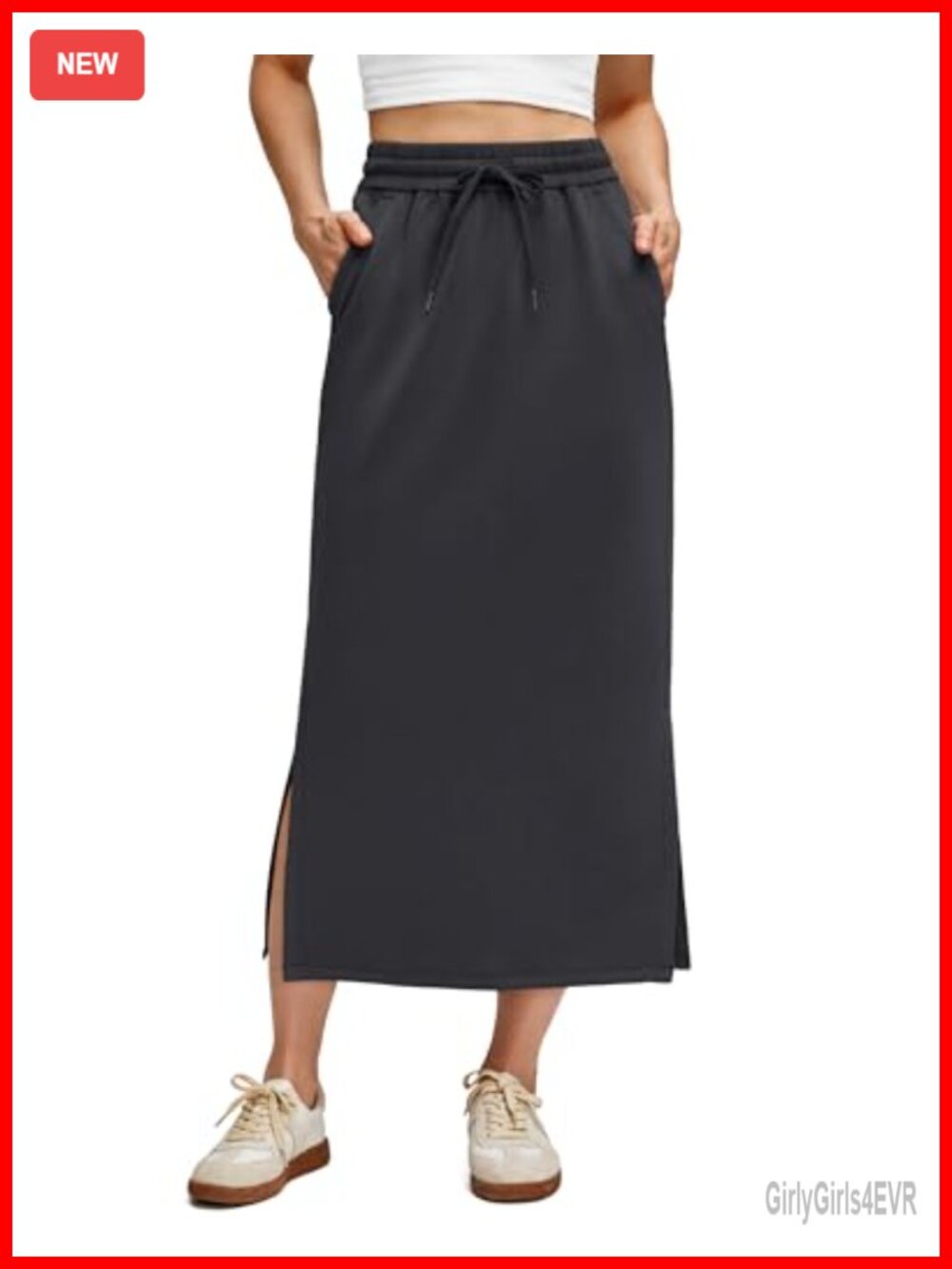 Women's Modal Maxi Skirt with Pockets Drawstring Soft Casual Lounge